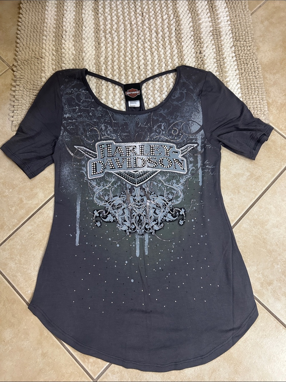 Harley-Davidson Black Studded Logo Short Sleeve Tee
